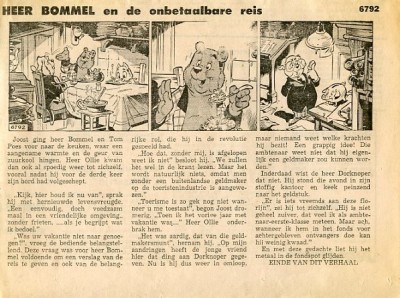 Tom Poes krantenknipsel : Heer Bommel en de onbetaalbare reis. 2