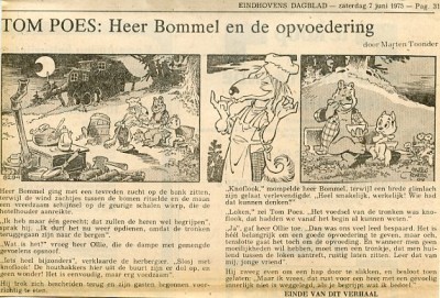 Tom Poes krantenknipsel : Heer Bommel en de opvoedering. 2